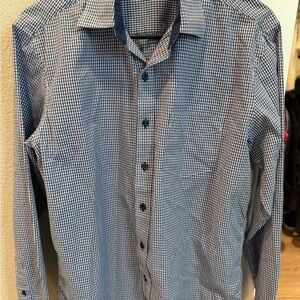 Tasso Elba Navy Checkered Men's Shirt